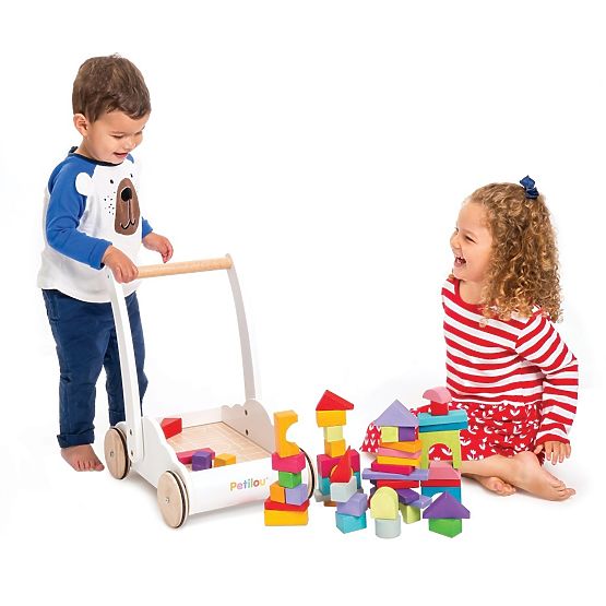 Le Toy Van Petilou Voziček z mavričnimi kockami