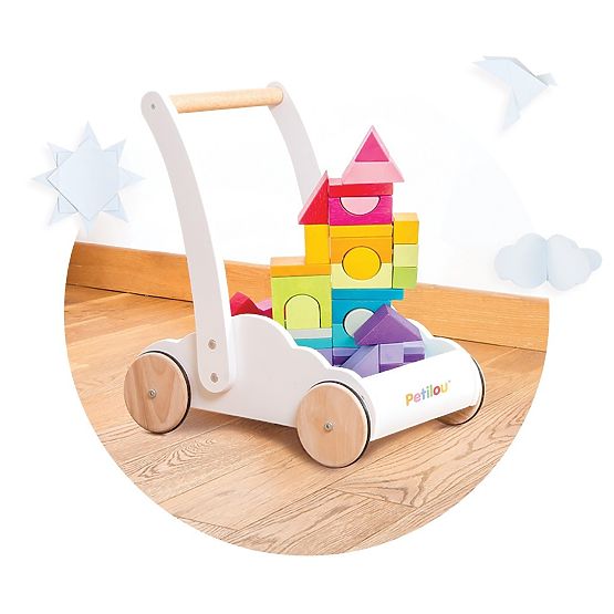 Le Toy Van Petilou Voziček z mavričnimi kockami