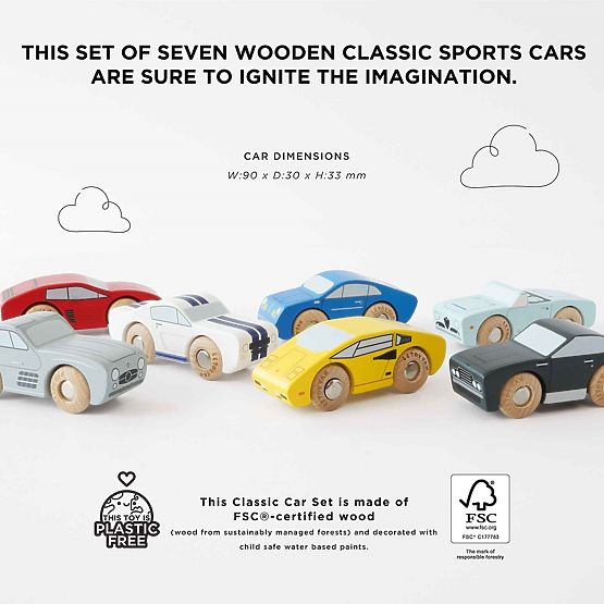 Le Toy Van Set lesenih športnih avtomobilčkov