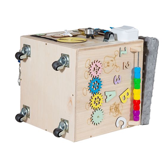 Leseni Montessori Activity taburet - naravna / siva