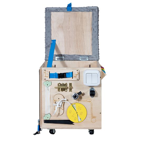 Leseni Montessori Activity taburet - naravna / siva