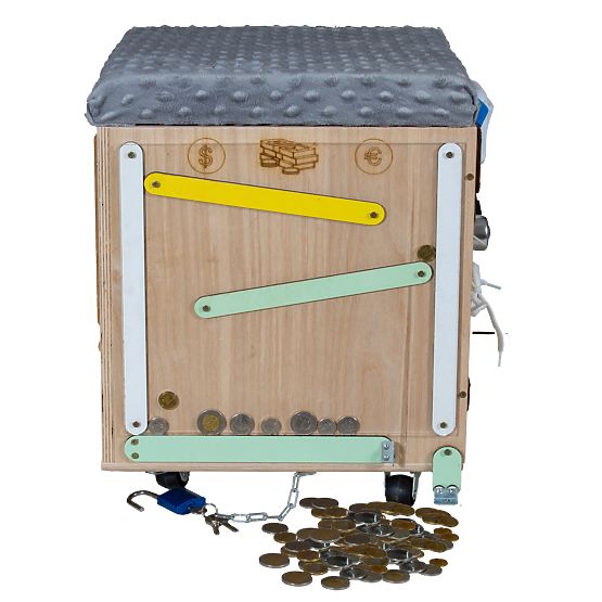 Leseni Montessori Activity taburet - naravna / siva