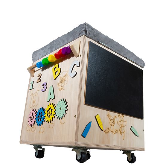 Leseni Montessori Activity taburet - naravna / siva