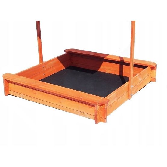 Leseno peskovnik z klopcema in streho 120 x 120 - rumena