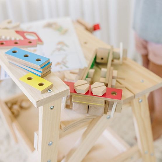 Lesena delavnica za mojstre in kompleti 2 v 1