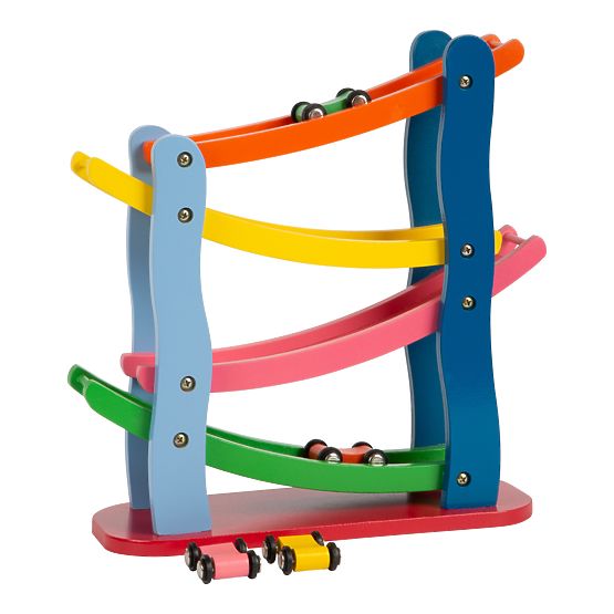 Lesena dirkalna steza Small Foot s 4 avtomobili