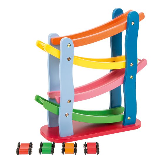 Lesena dirkalna steza Small Foot s 4 avtomobili