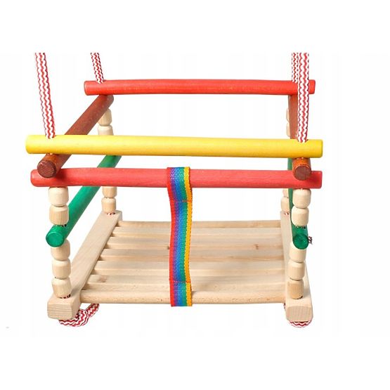 Lesena gugalnica z blazino - barvno