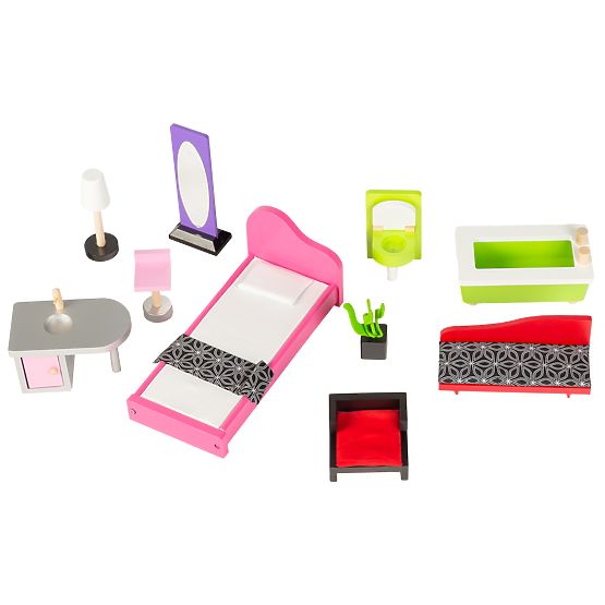 Lesena hišica za lutke z dvigalom Kayla