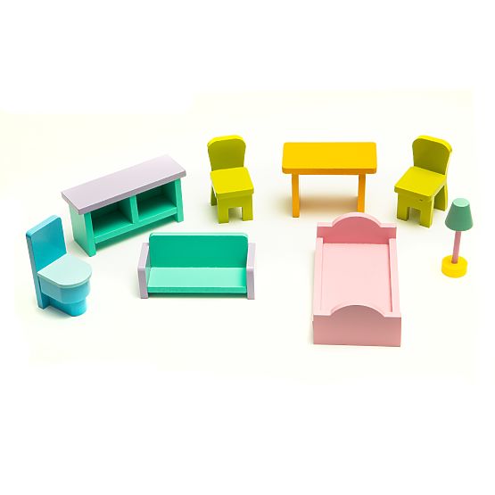 Lesena hišica za lutke z dvigalom Melissa