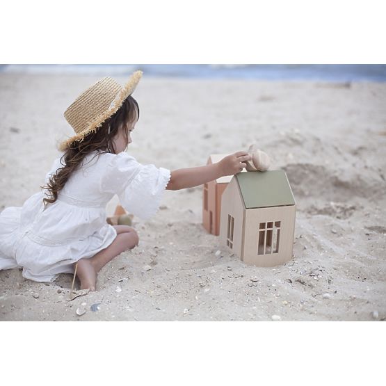 Magnetna lesena hiška Montessori - roza