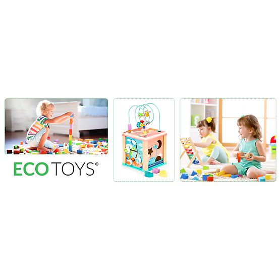 Lesena izobraževalna kocka, sortirnik mula ECOTOYS