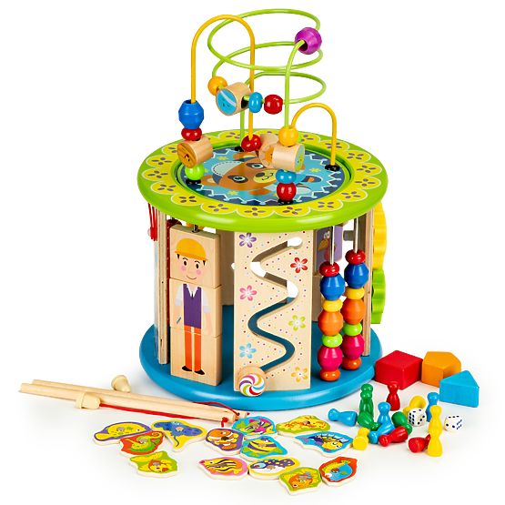 Lesena izobraževalna kocka z igrami in kockami ribolov ECOTOYS