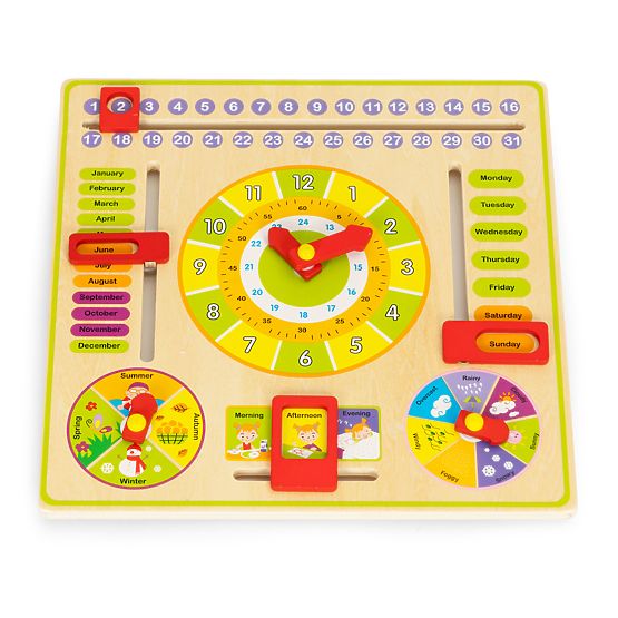 Lesena izobraževalna manipulativna tabla koledar ura ECOTOYS