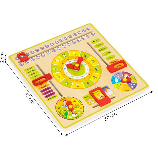 Lesena izobraževalna manipulativna tabla koledar ura ECOTOYS