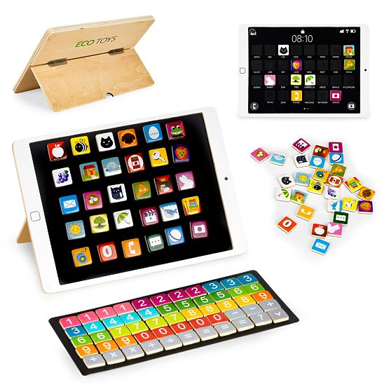 Lesena izobraževalna tablica magnetna tabla s kredo ECOTOYS