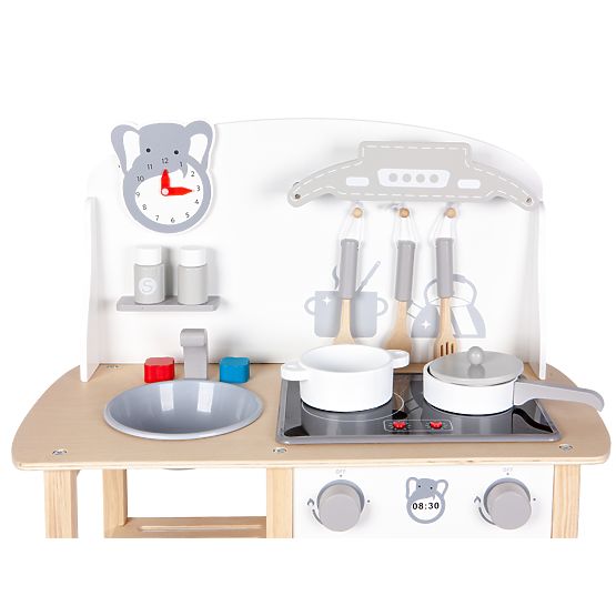 Lesena kuhinja Sofia z efekti - sivo-bela