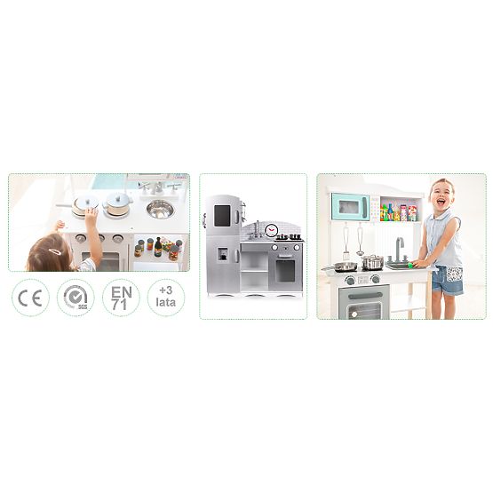 Lesena kuhinja za otroke XXL z opremo