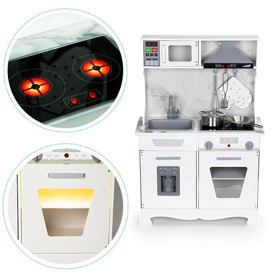 Lesena kuhinja za otroke z zvoki in LED + dodatki ECOTOYS