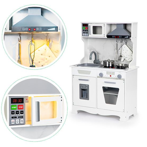 Lesena kuhinja za otroke z zvoki in LED + dodatki ECOTOYS