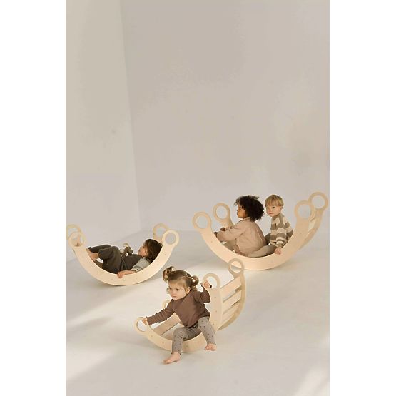 Lesena Montessori gugalnica s toboganom/lestvijo M - naravna