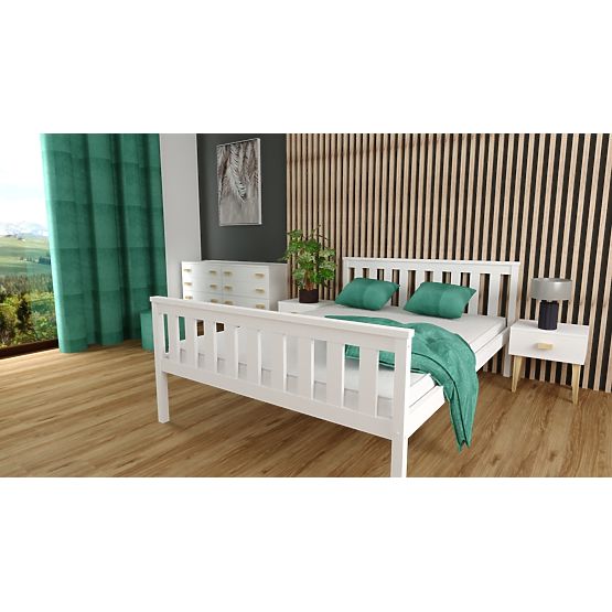 Lesena postelja Aga 200 x 90 cm - bela