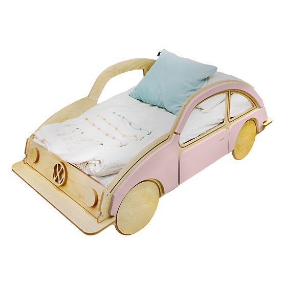 Lesena postelja avto VW BEETLE 160x80 cm - roza