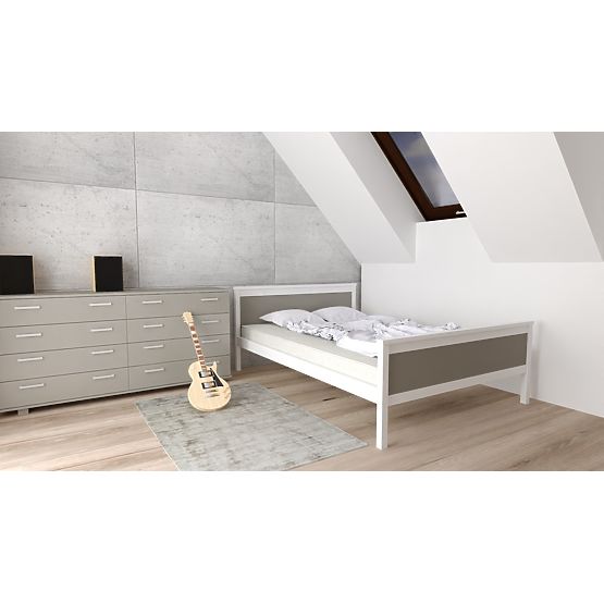 Lesena postelja Ikar 200 x 120 cm - sivo-bela