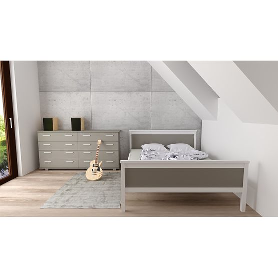 Lesena postelja Ikar 200 x 120 cm - sivo-bela