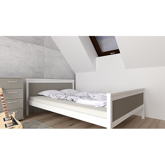 Lesena postelja Ikar 200 x 120 cm - sivo-bela