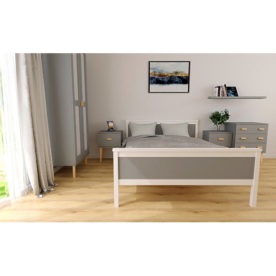 Lesena postelja Ikar 200 x 90 cm - sivo-bela