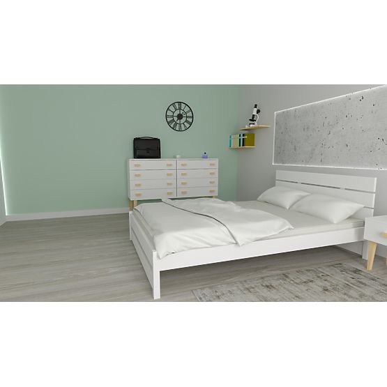 Lesena postelja Max 200 x 120 cm - bela