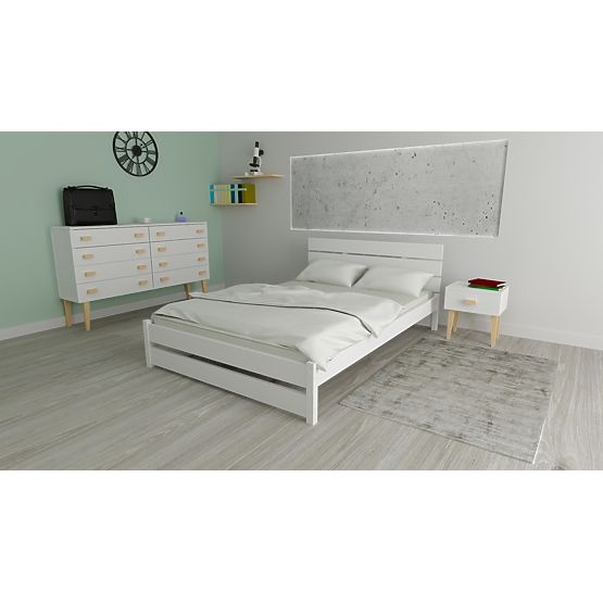 Lesena postelja Max 200 x 90 cm - bela