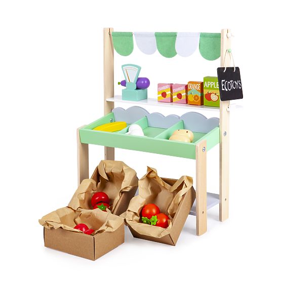 Lesena prodajna stojnica z zelenjavo