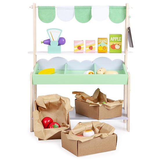 Lesena prodajna stojnica z zelenjavo