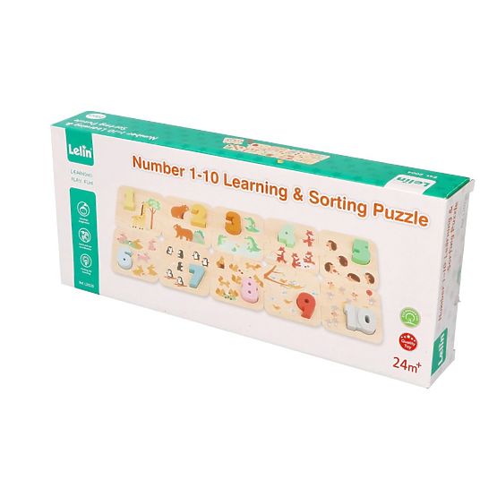 Lesena sestavljanka z živalmi - učenje števil Montessori