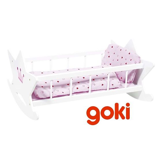 Goki lesena zibelka za punčke z odejami