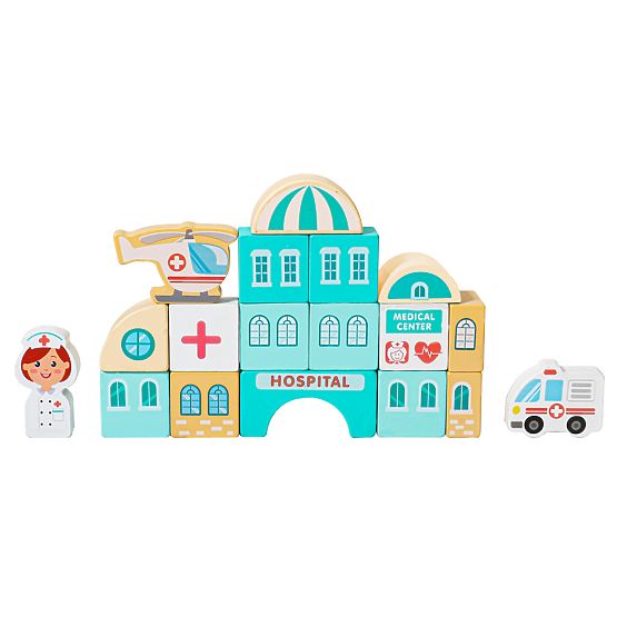 Lesene izobraževalne kocke mesto podloga 121 kosov ECOTOYS