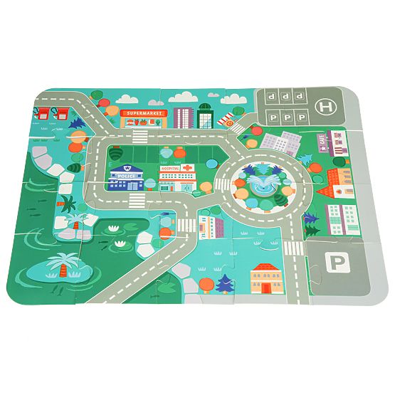 Lesene izobraževalne kocke mesto podloga 121 kosov ECOTOYS