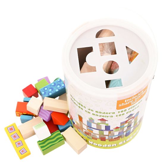 Lesene kocke Ecotoys - 100 kos