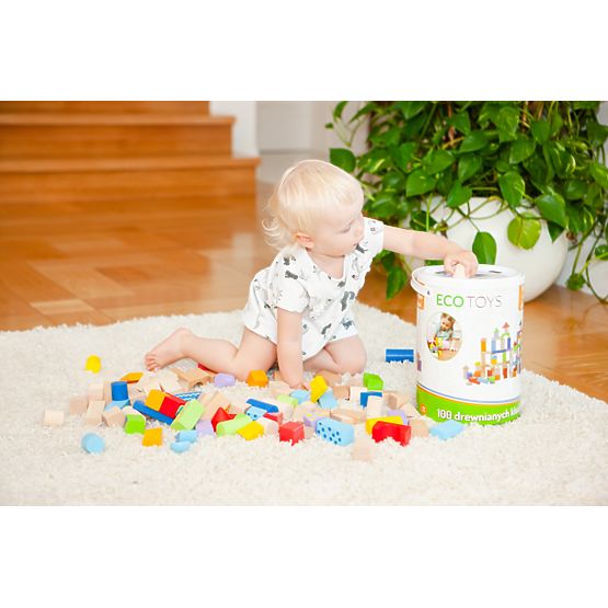 Lesene kocke Ecotoys - 100 kos