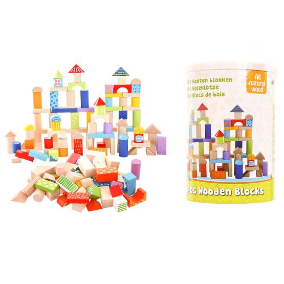 Lesene kocke Ecotoys - 100 kos