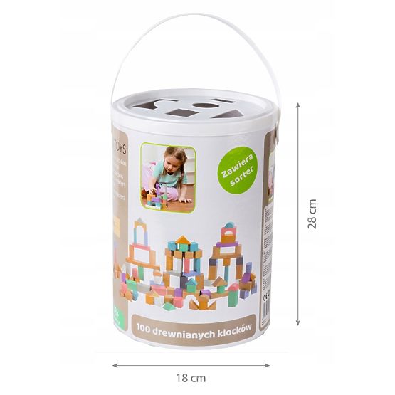 Lesene kocke v škatli - 100 kom