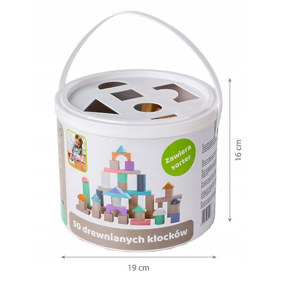 Lesene kocke v škatli - 50 kom