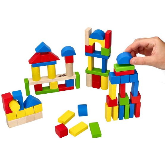 Lesene kocke v vedru 100 kosov