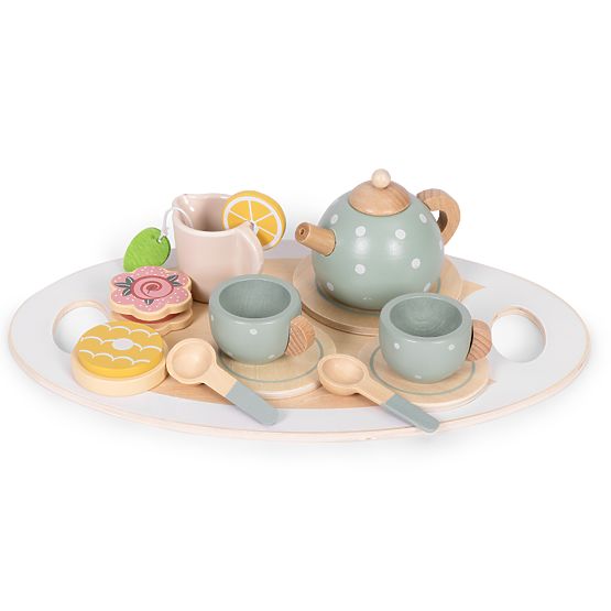 Leseni čajni set čajnik in skodelice 14 kosov ECOTOYS