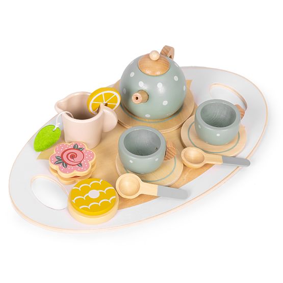 Leseni čajni set čajnik in skodelice 14 kosov ECOTOYS