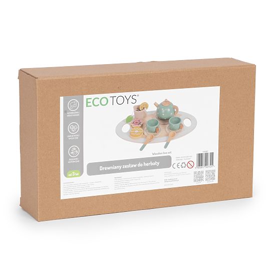 Leseni čajni set čajnik in skodelice 14 kosov ECOTOYS