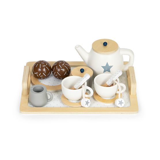 Leseni čajni set čajnik skodelice 17 elementov ECOTOYS