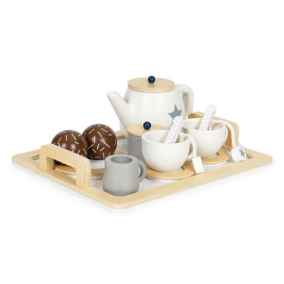 Leseni čajni set čajnik skodelice 17 elementov ECOTOYS